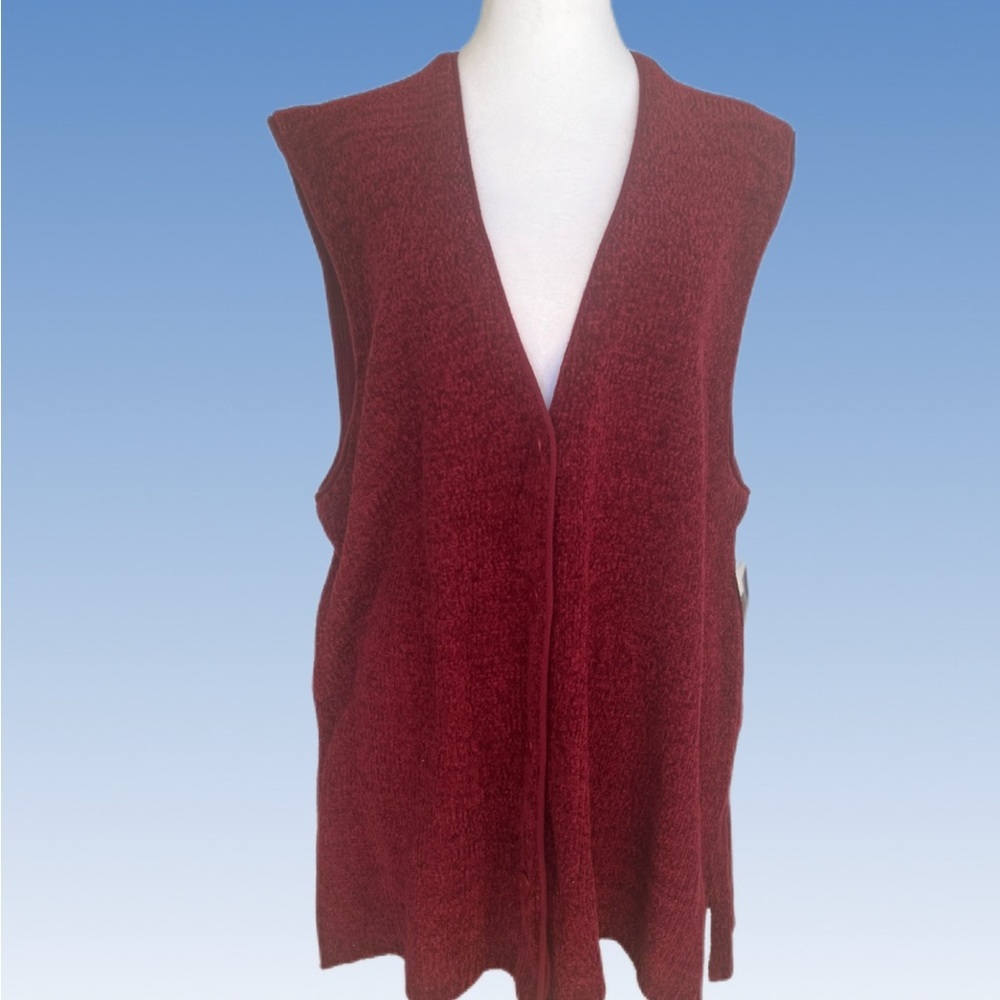 Elegant Burgundy Women's V-Neck Sweater Vest